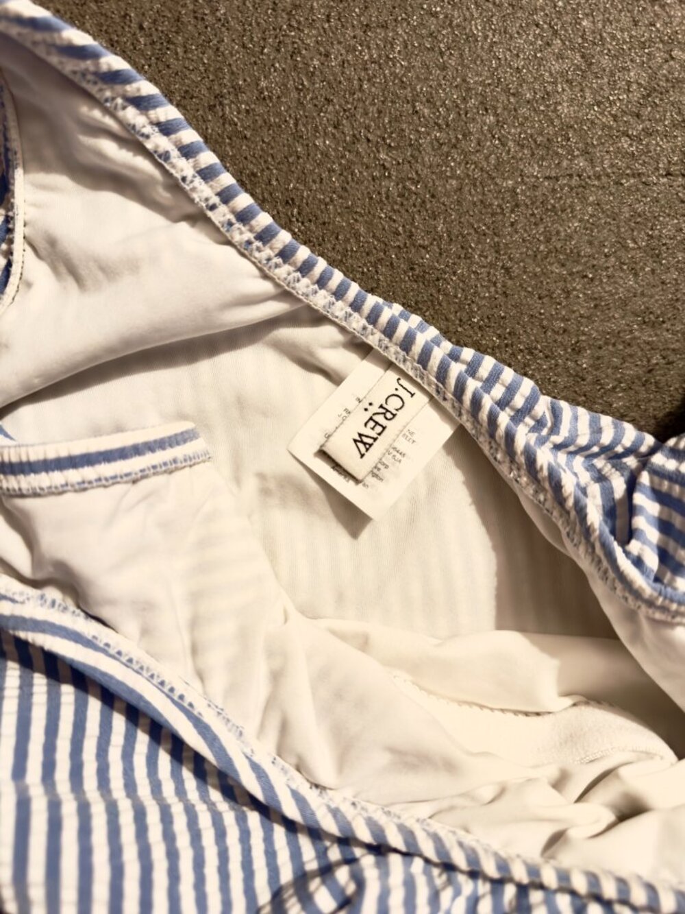 J.Crew Blue White Seersucker One Shoulder Ruffle Swimsuit Sz S - Picture 2 of 2